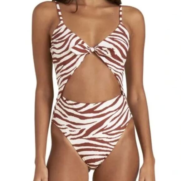 Veronica Beard Aniston Tiger-Print Cutout One-piece Swimsuit - Picture 1 of 6